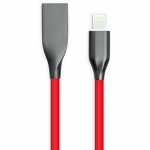 Кабель PowerPlant USB - Lightning, 1м, силикон, красный
